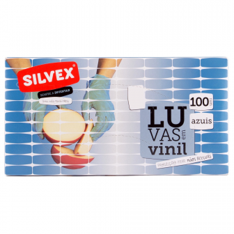 Luvas em Vinil Azul s/ P S Descartveis (100 UNI)