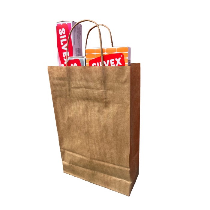 Bag with Kraft Twisted Handle 200+80X280mm (250 Units)